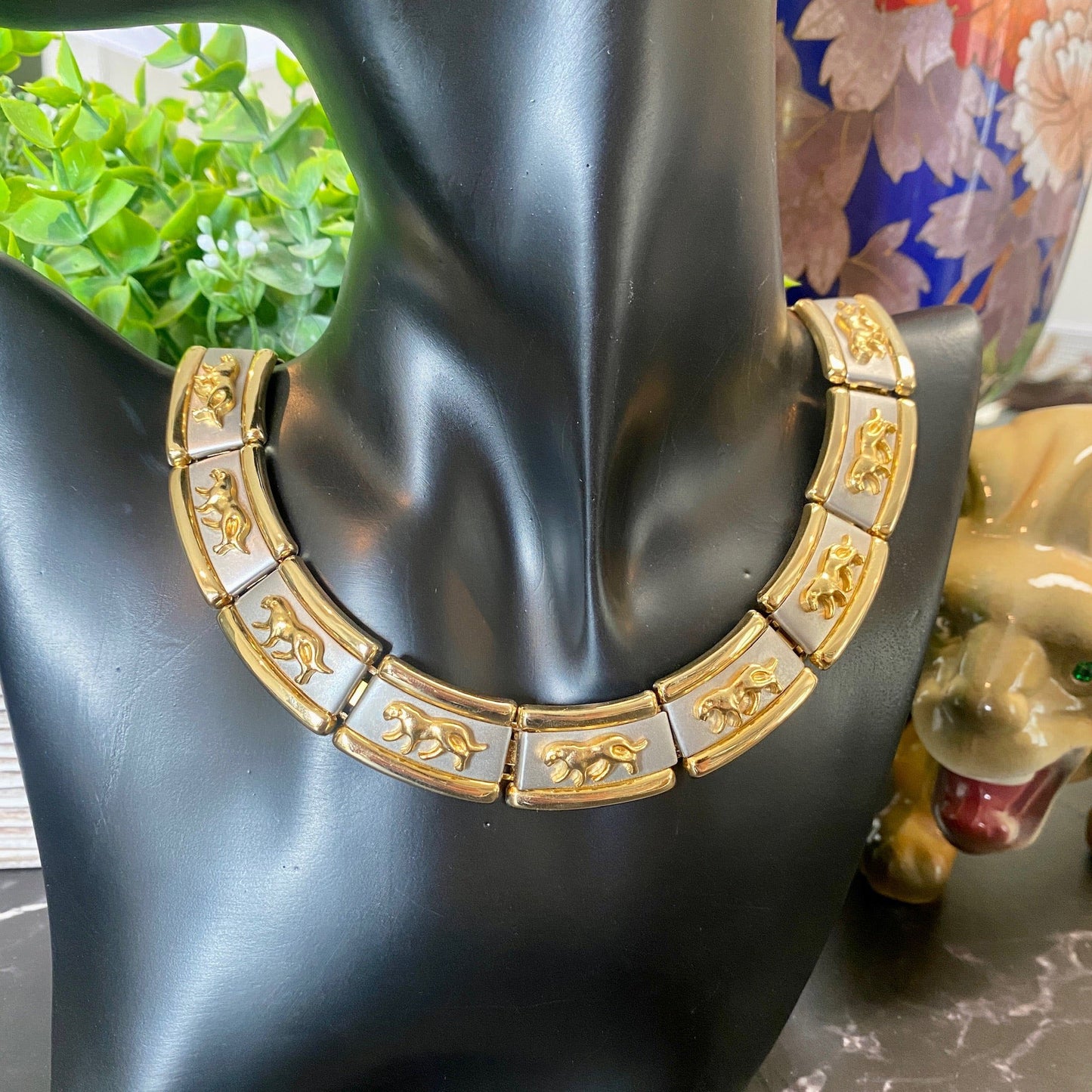 Two-Tone Jaguar Collar Necklace
