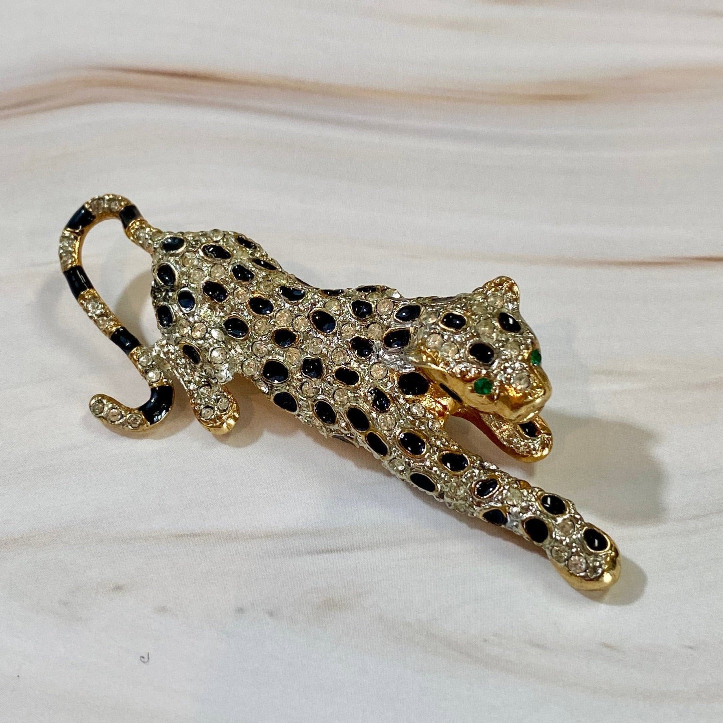 Petite Rhinestone Leopard Brooch