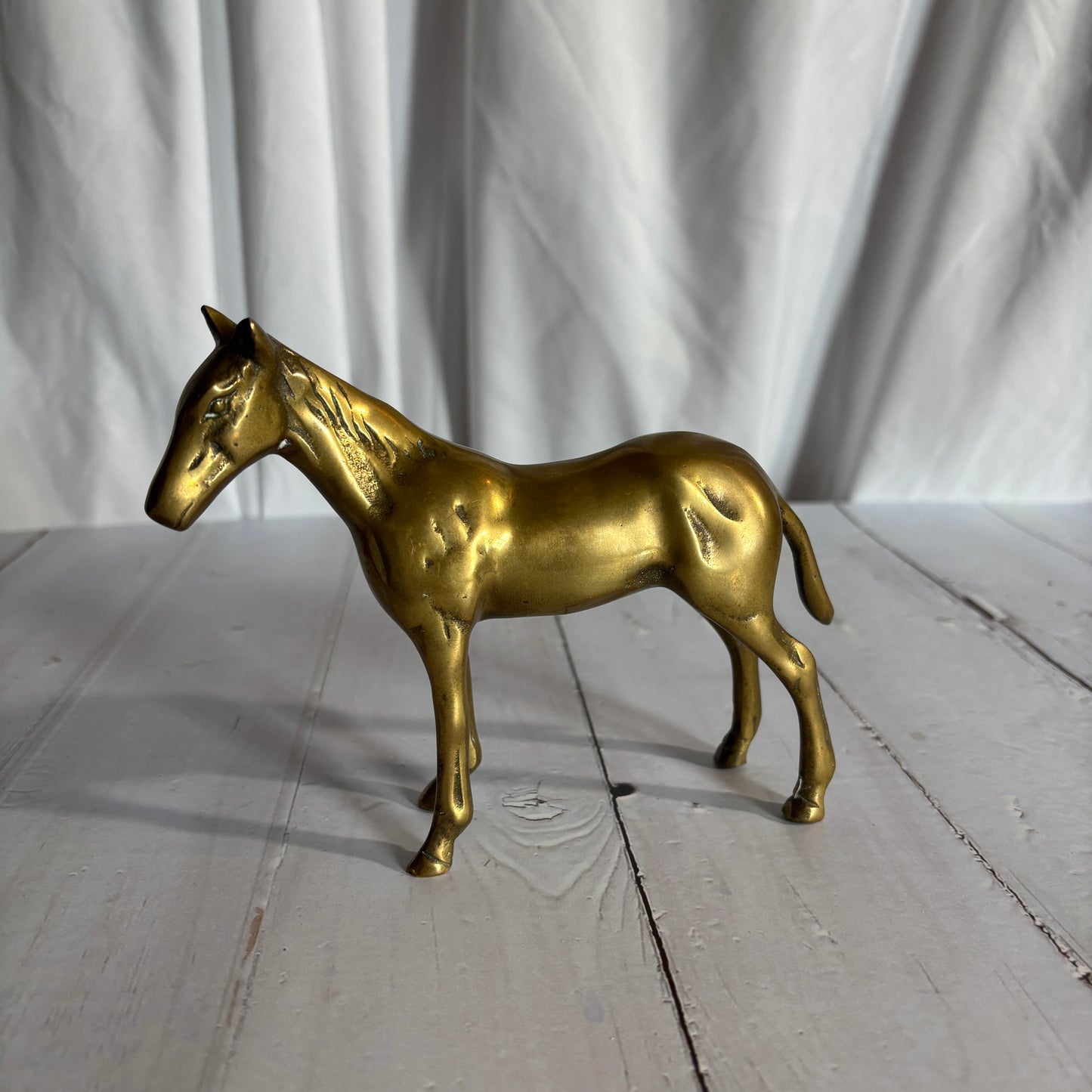 Vintage French Brass Horse Figurine - 6"