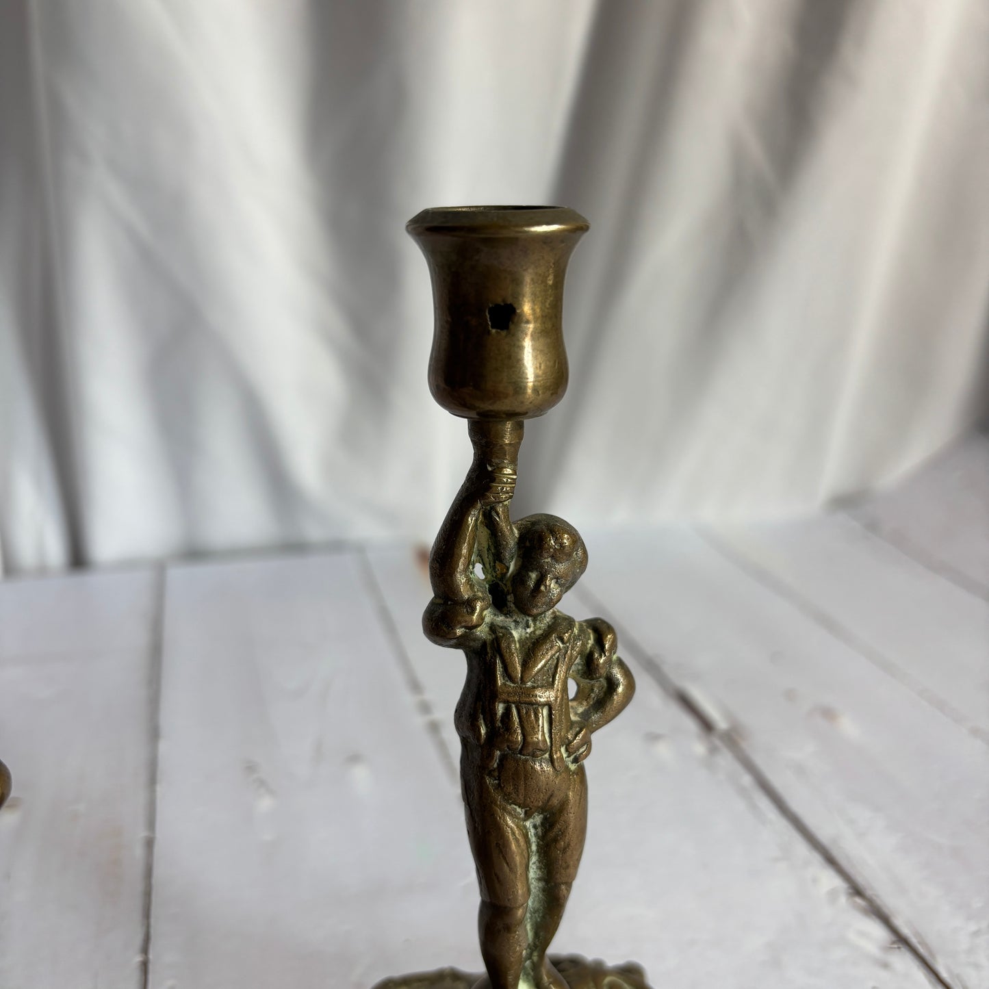 Pair of Antique French Brass Candlesticks
