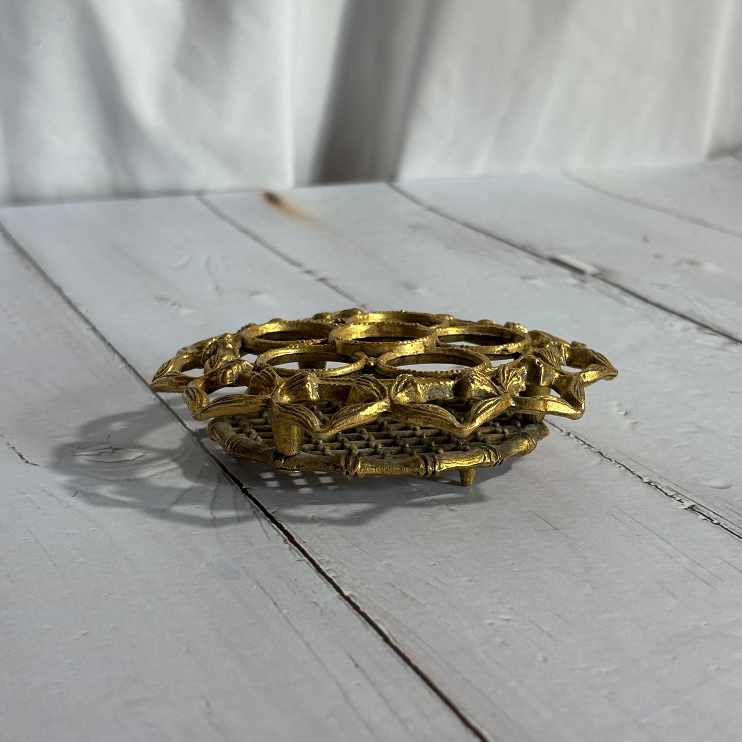 Vintage Brass Metal Lipstick Holder
