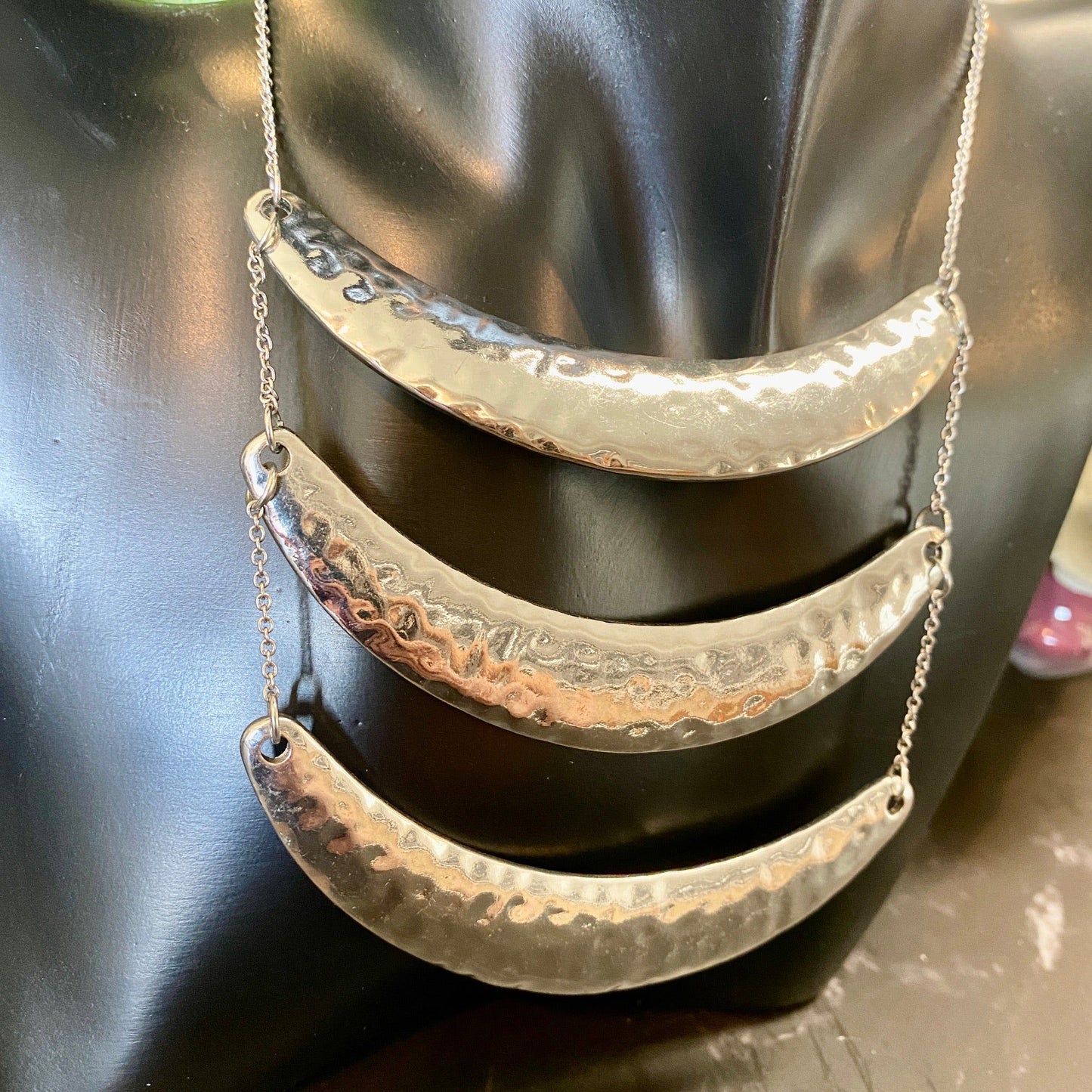Silver Triple Tier Chest Plate Necklace