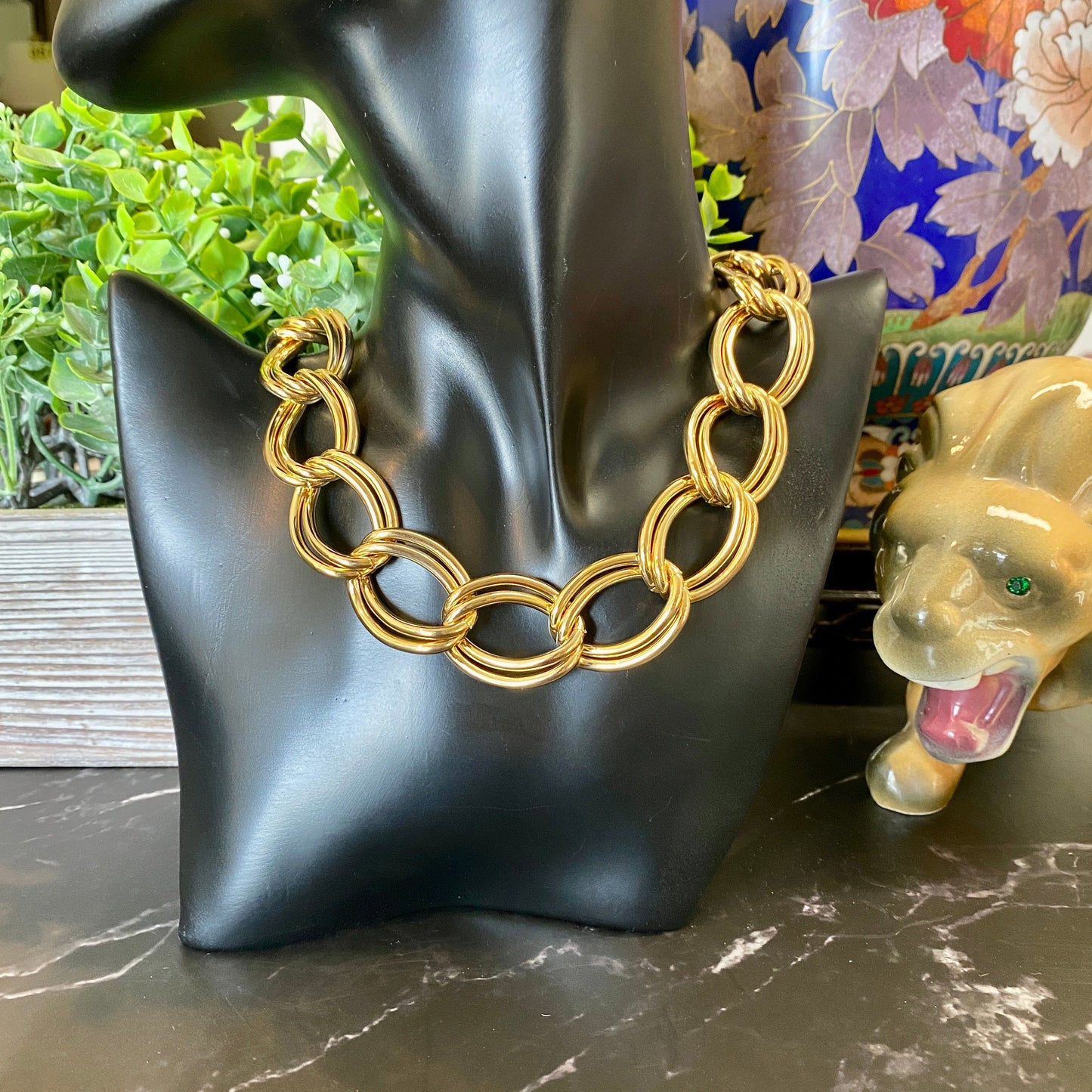Gold Large Double-Link Curb Chain Necklace