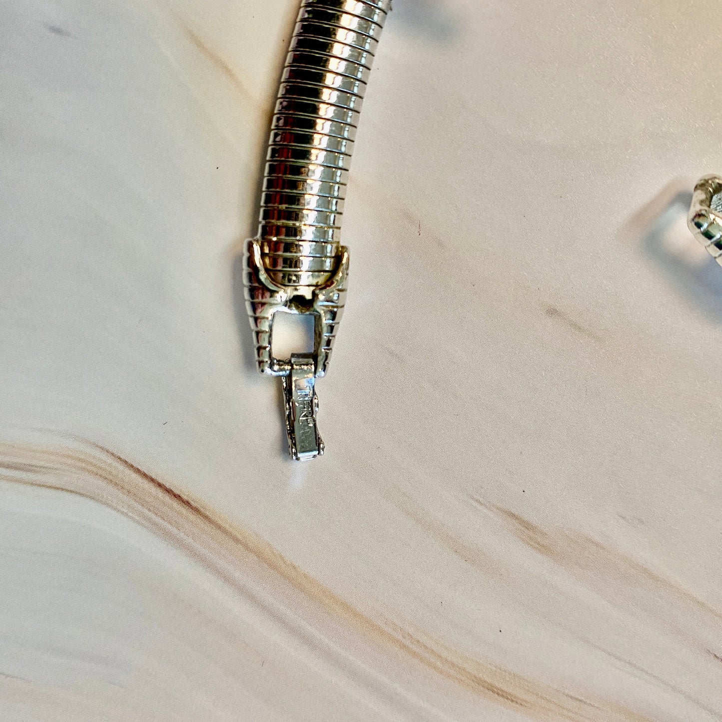 Silver Trifari Snake Necklace with Motif