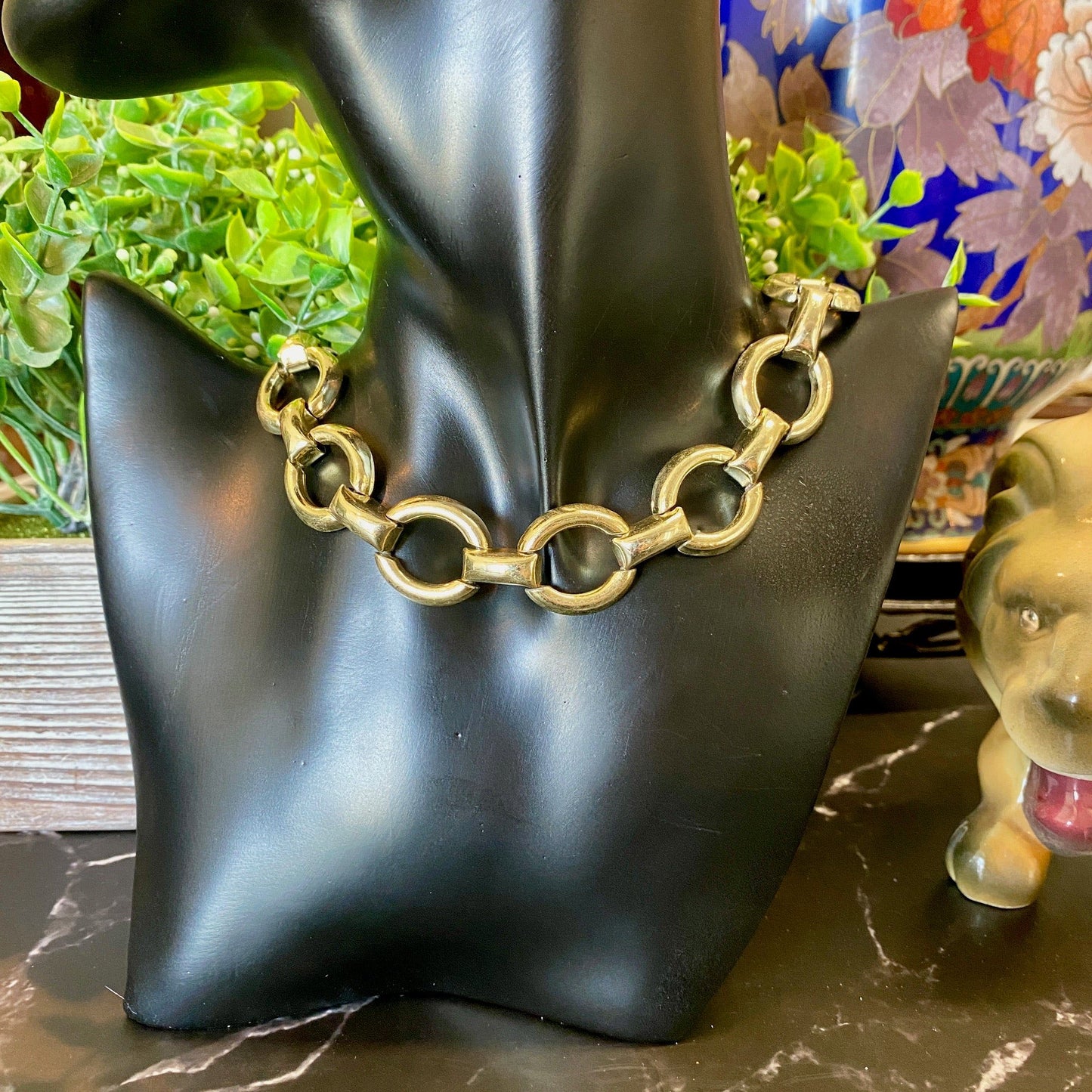 Gold Tone Loop Chain Necklace