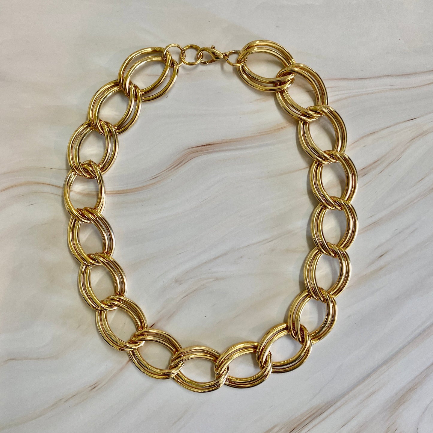Gold Large Double-Link Curb Chain Necklace