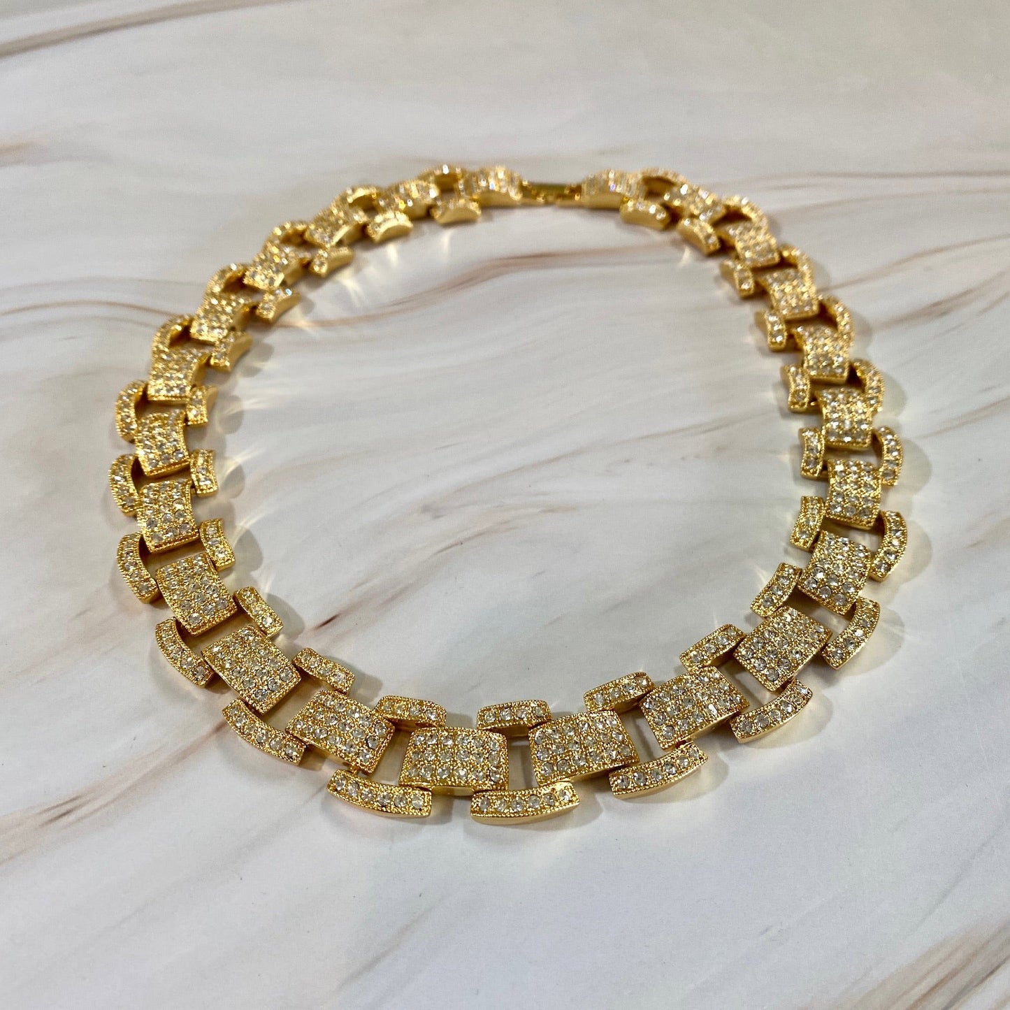 Rhinestone Curb Necklace