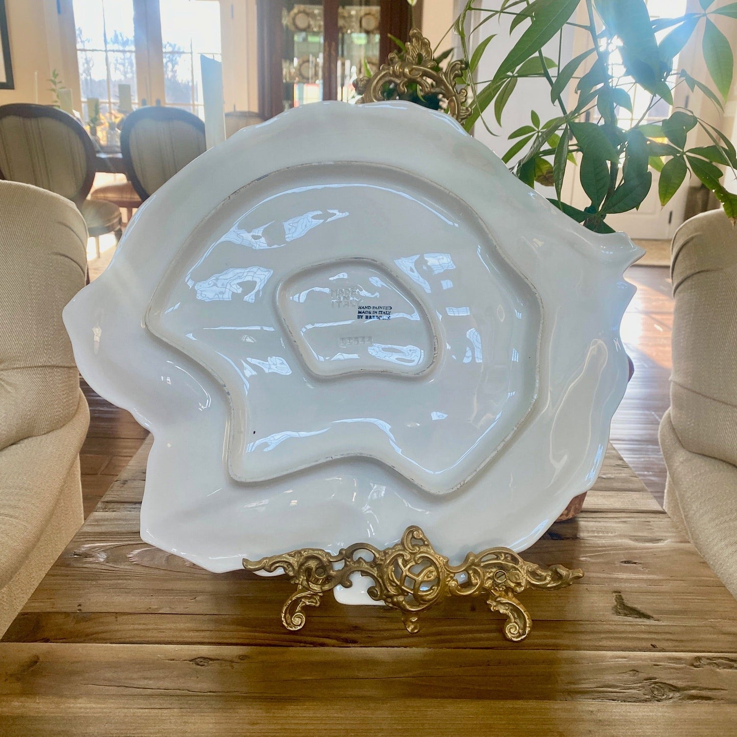 Large Bresolin Italian Banana Leaf Tray and Bowl
