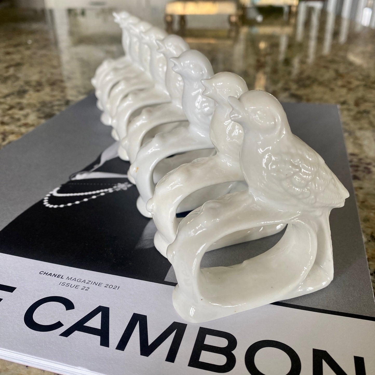 Porcelain Song Bird Napkin Rings Set of 8