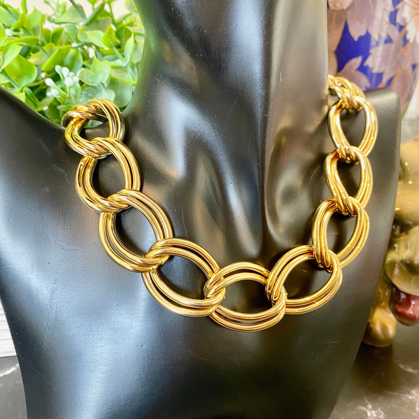 Gold Large Double-Link Curb Chain Necklace