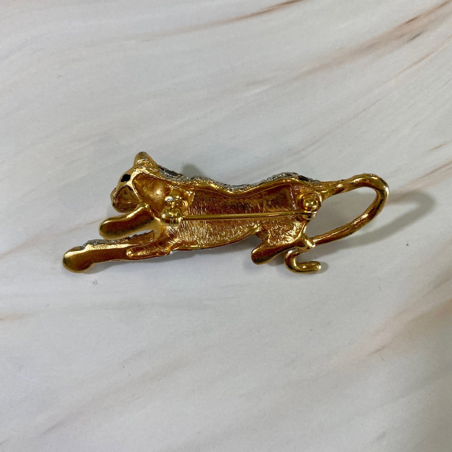 Petite Rhinestone Leopard Brooch