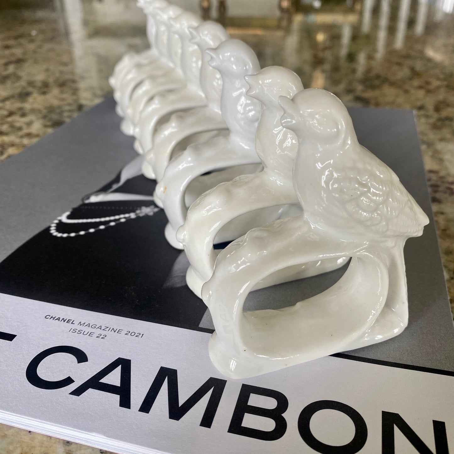 Porcelain Song Bird Napkin Rings Set of 8