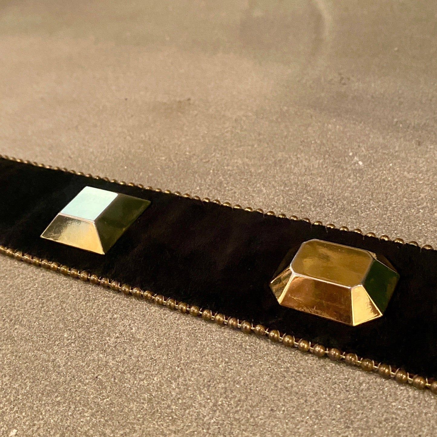 1980's Wide Suede Belt with Gold Rivets