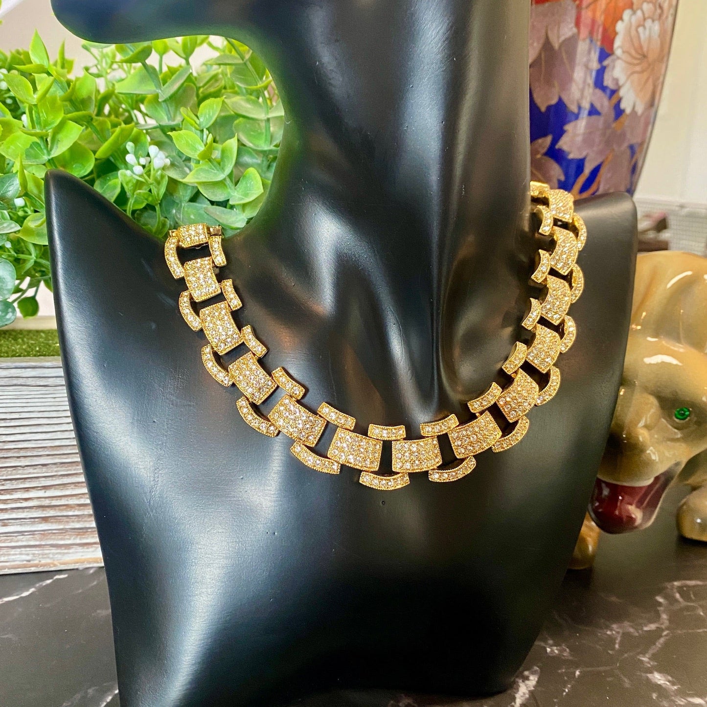 Rhinestone Curb Necklace
