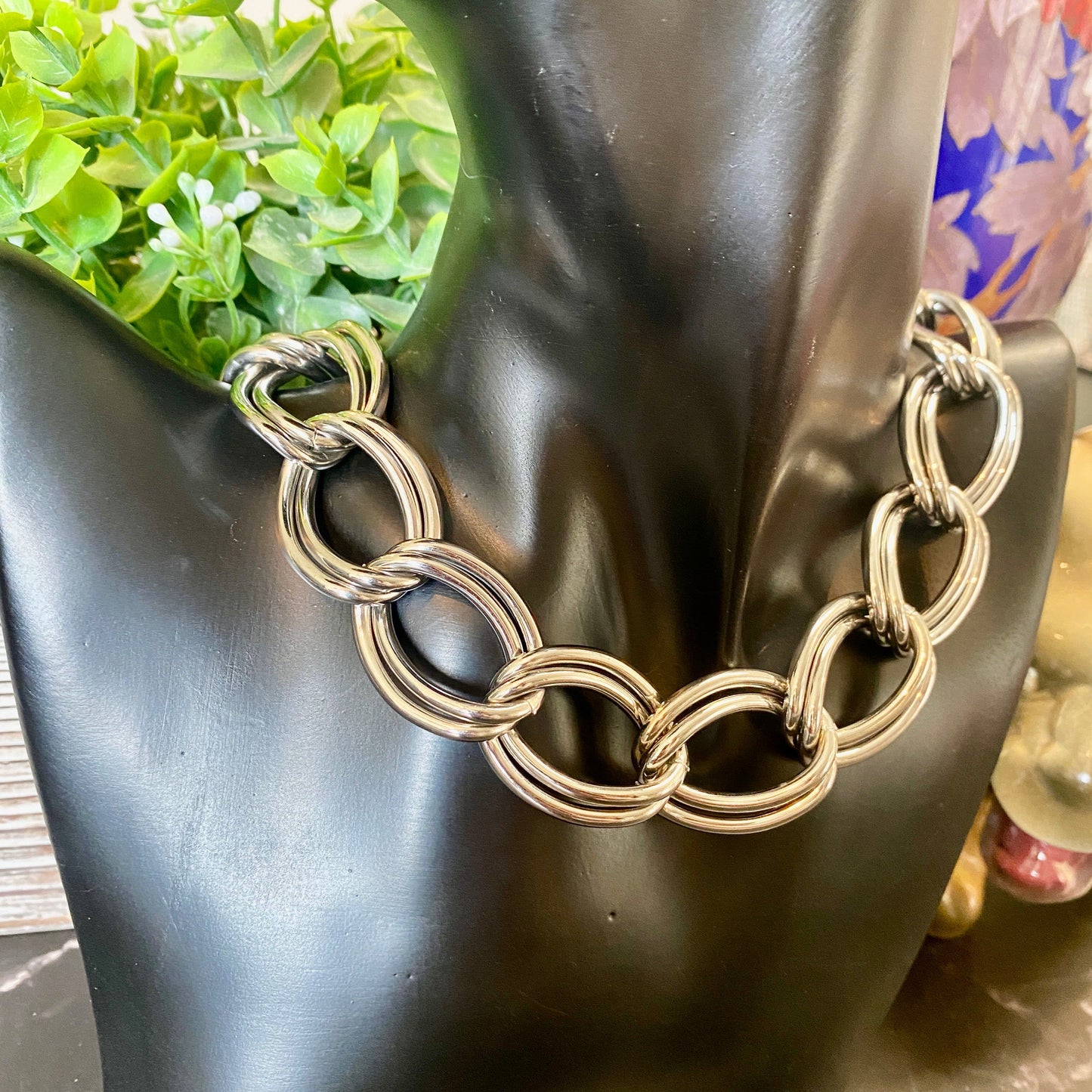 Silver Double-Link Curb Chain Necklace