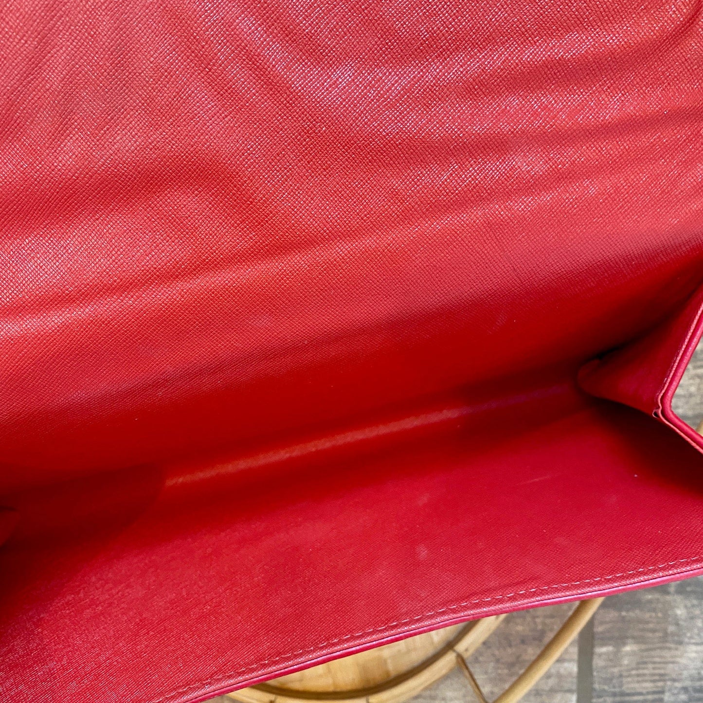 Red Leather Fold Over Clutch