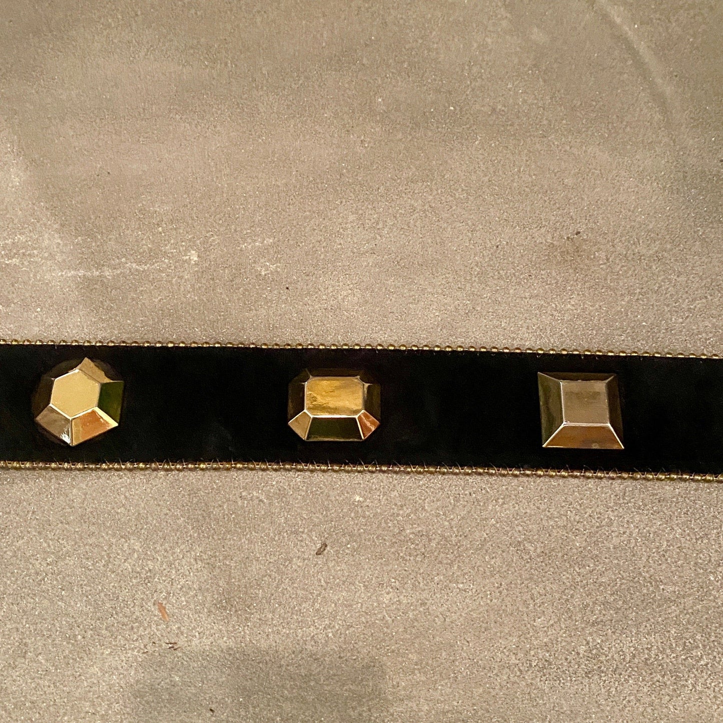 1980's Wide Suede Belt with Gold Rivets