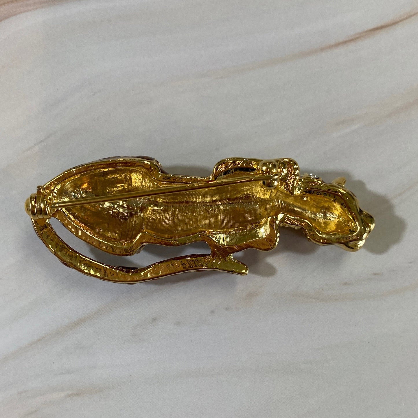 Orange-Tone Leopard Brooch