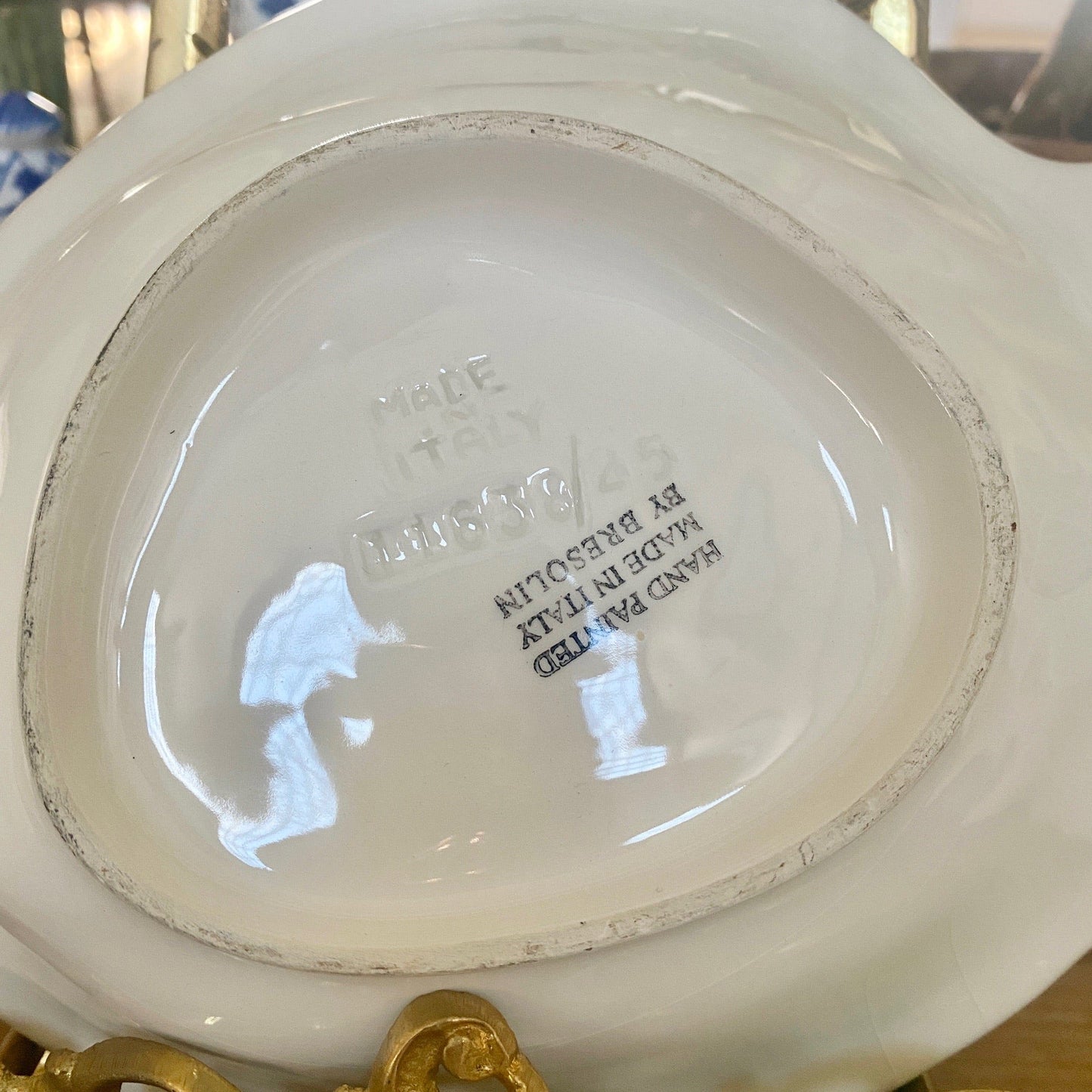 Large Bresolin Italian Banana Leaf Tray and Bowl