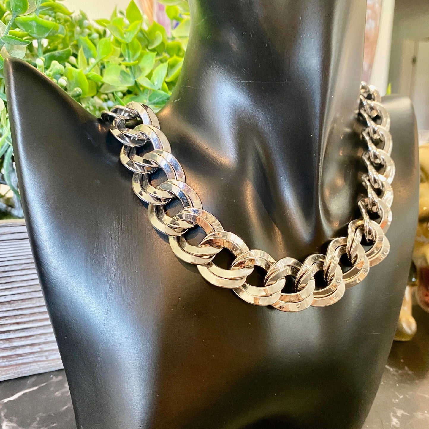 Monet Silver Double Link Curb Chain Necklace