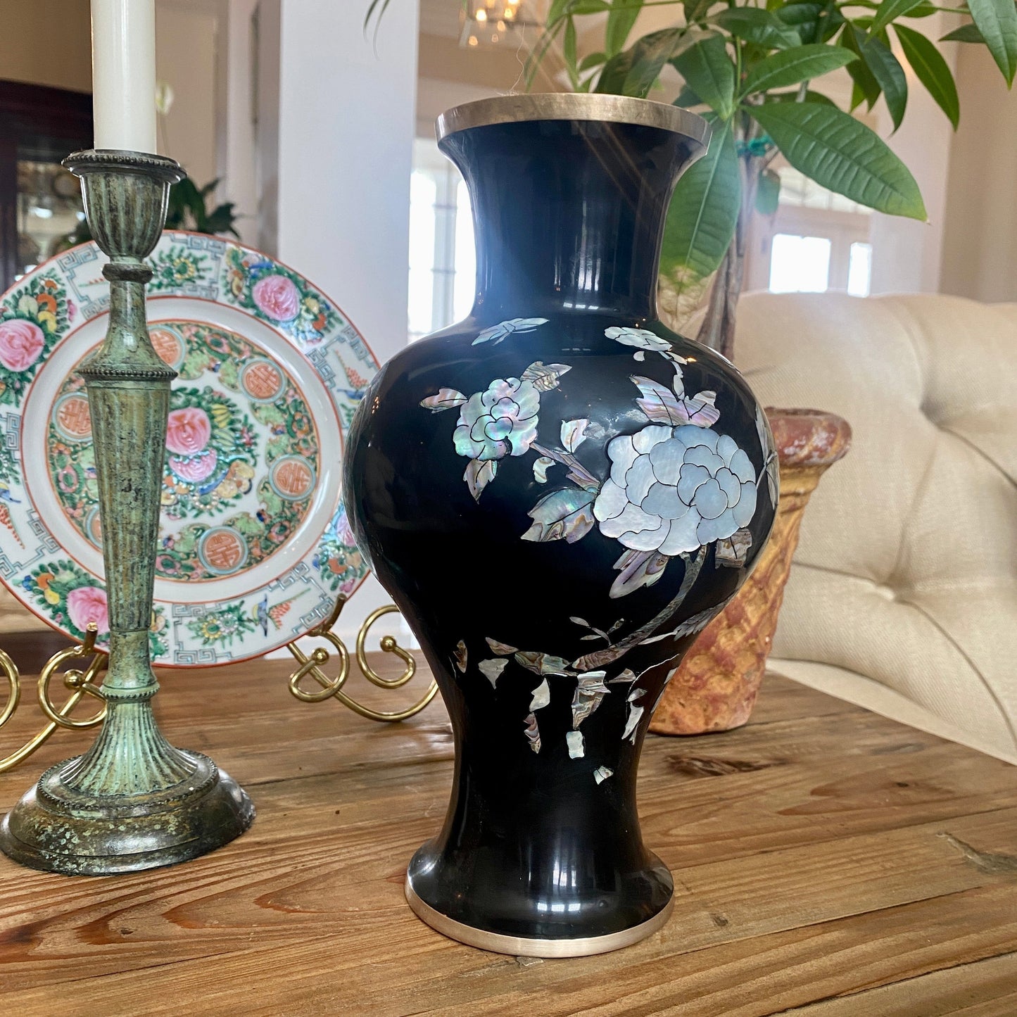 Inlaid Mother of Pearl Vase