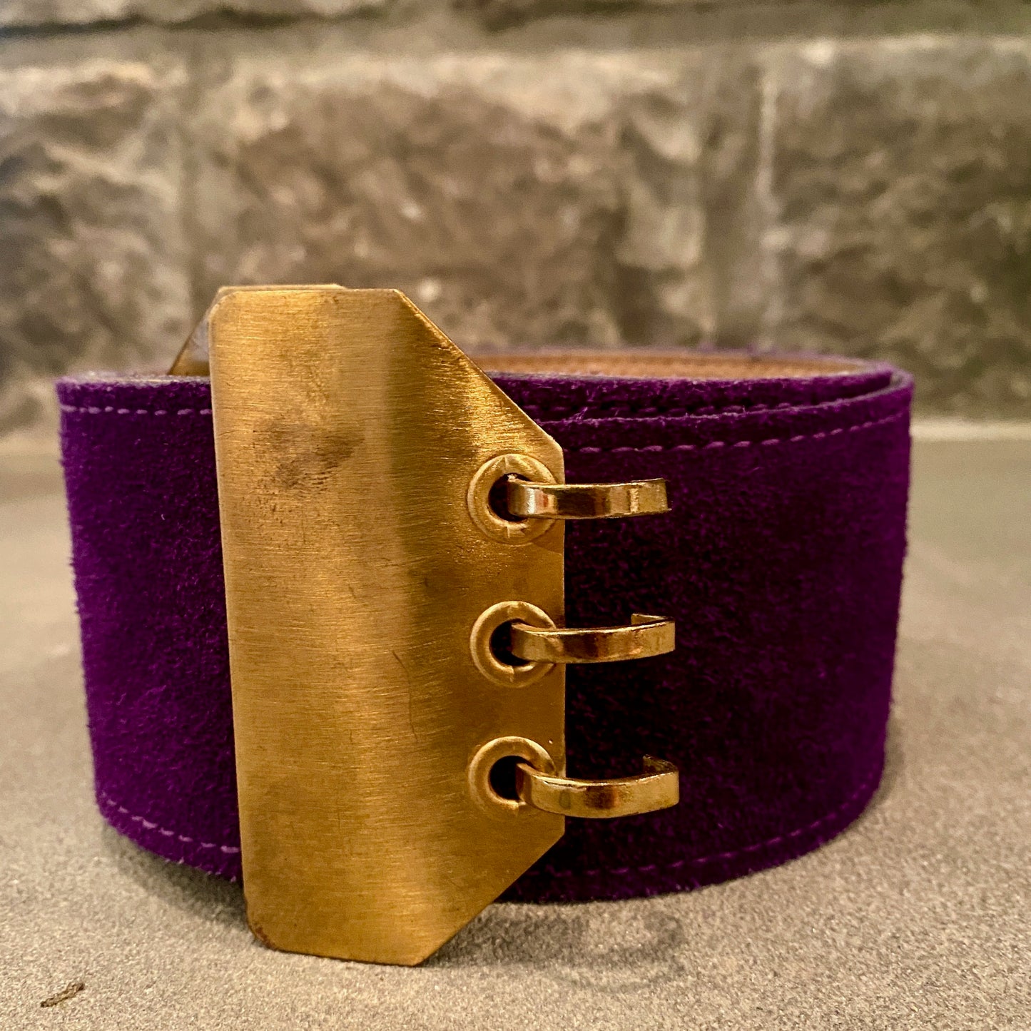 1980s Wide Suede Belt with Gold Buckle