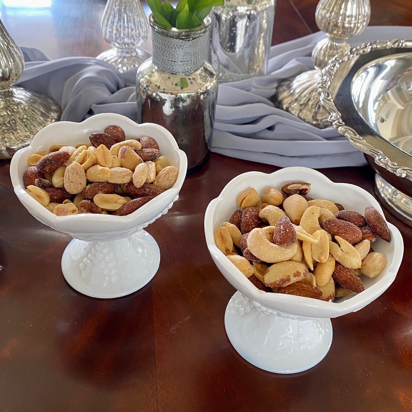 Pair of Milk Glass Candlestick Holders/Candy Dishes