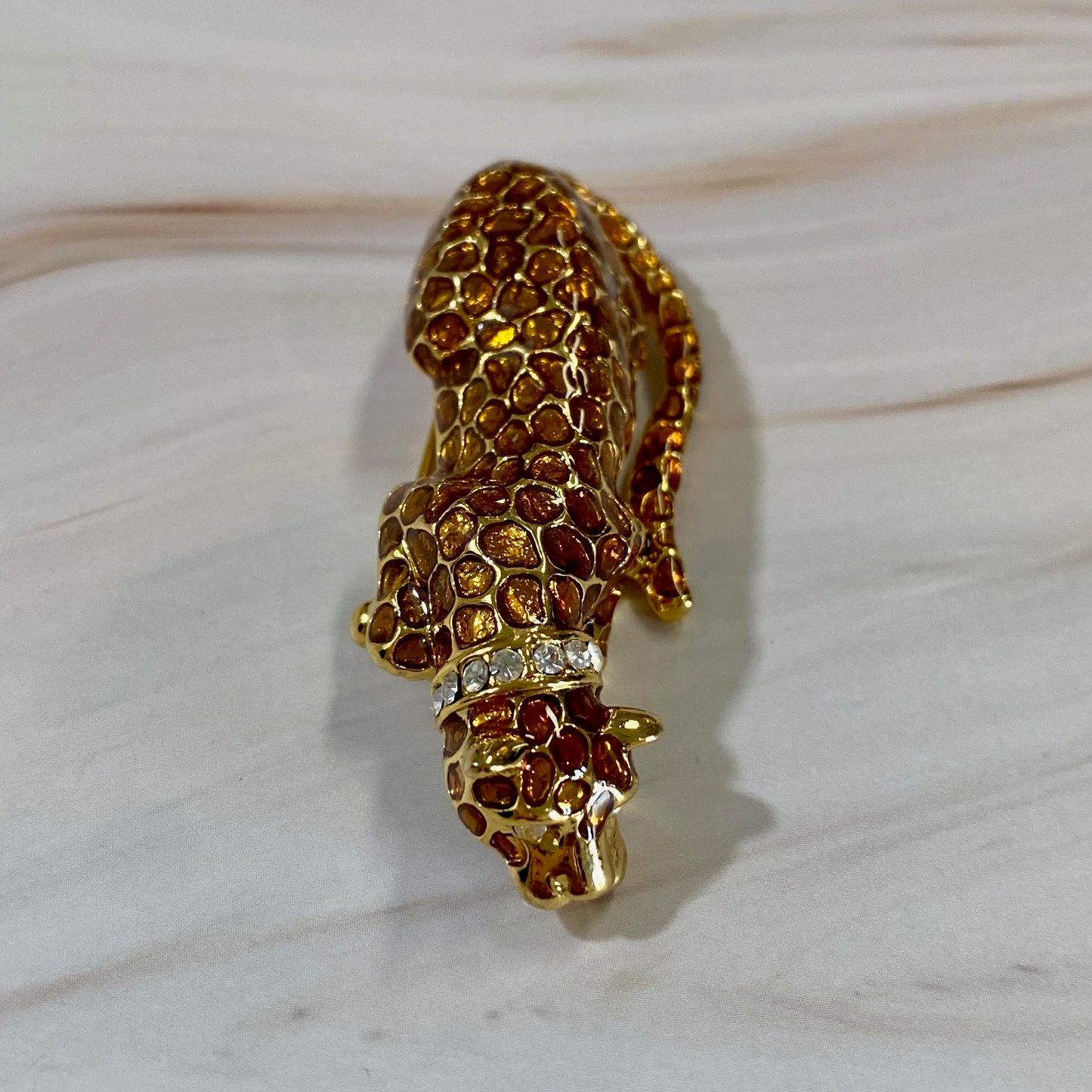 Orange-Tone Leopard Brooch