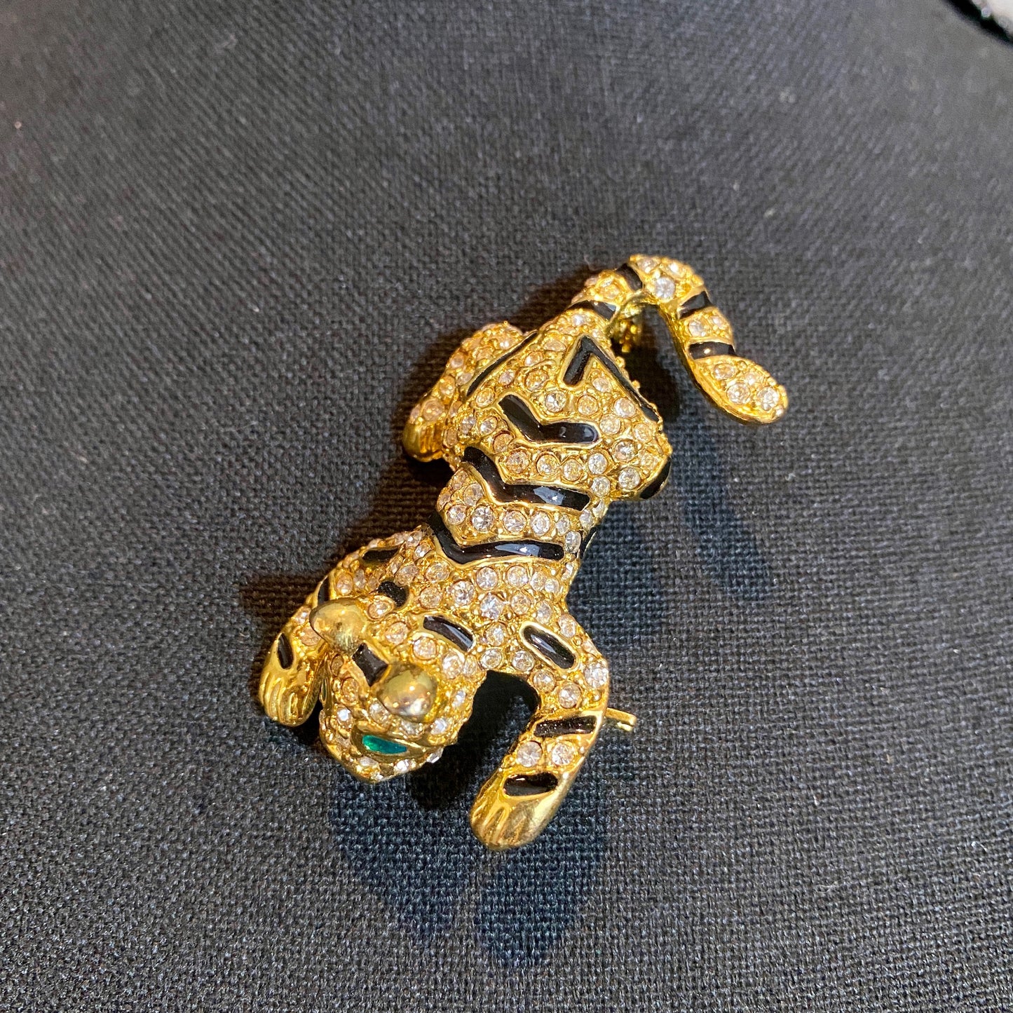 Rhinestone Tiger Brooch