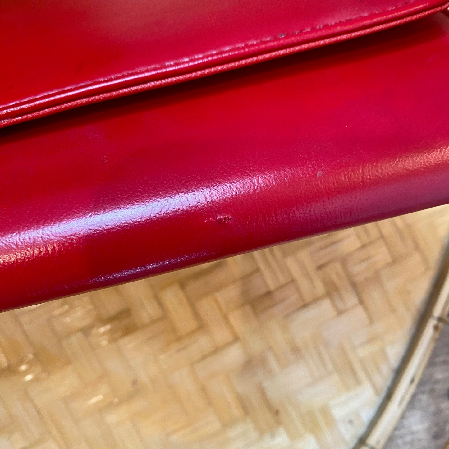 Red Leather Fold Over Clutch