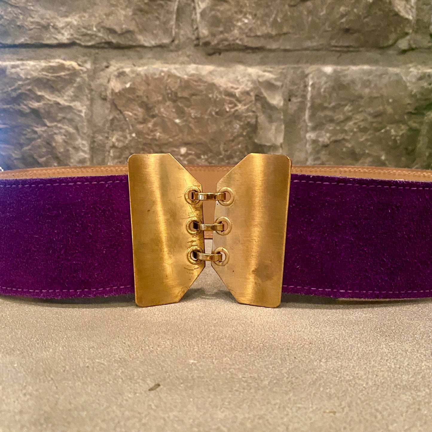 1980s Wide Suede Belt with Gold Buckle