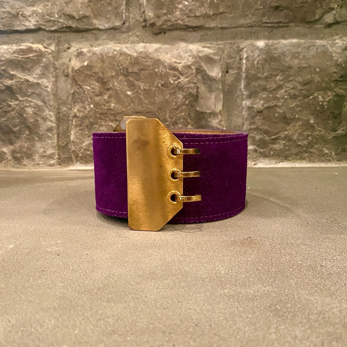 1980s Wide Suede Belt with Gold Buckle