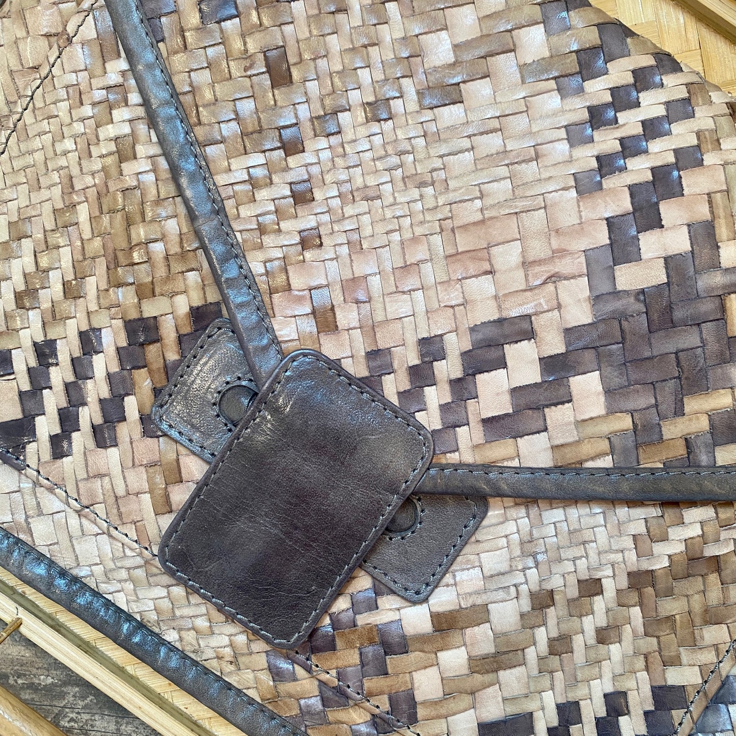 XL Woven Leather Enveleope Clutch