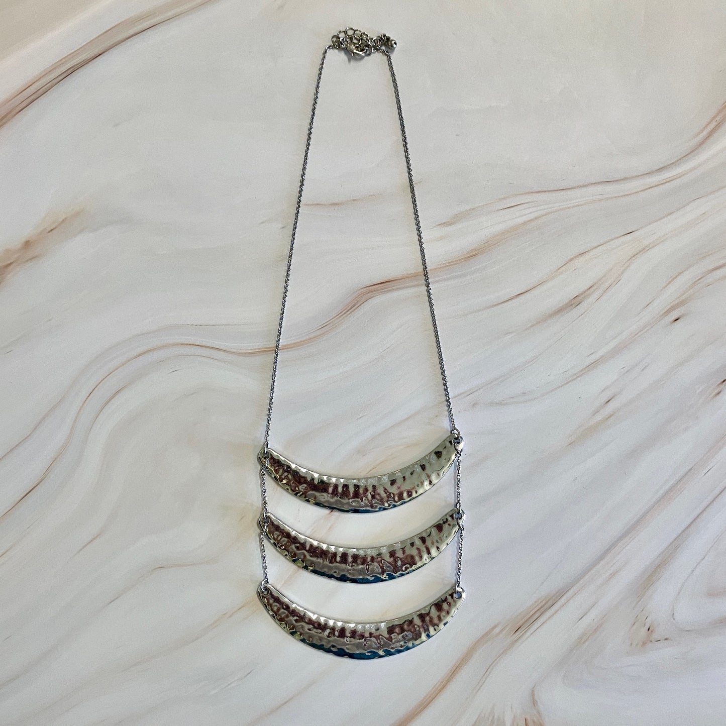 Silver Triple Tier Chest Plate Necklace