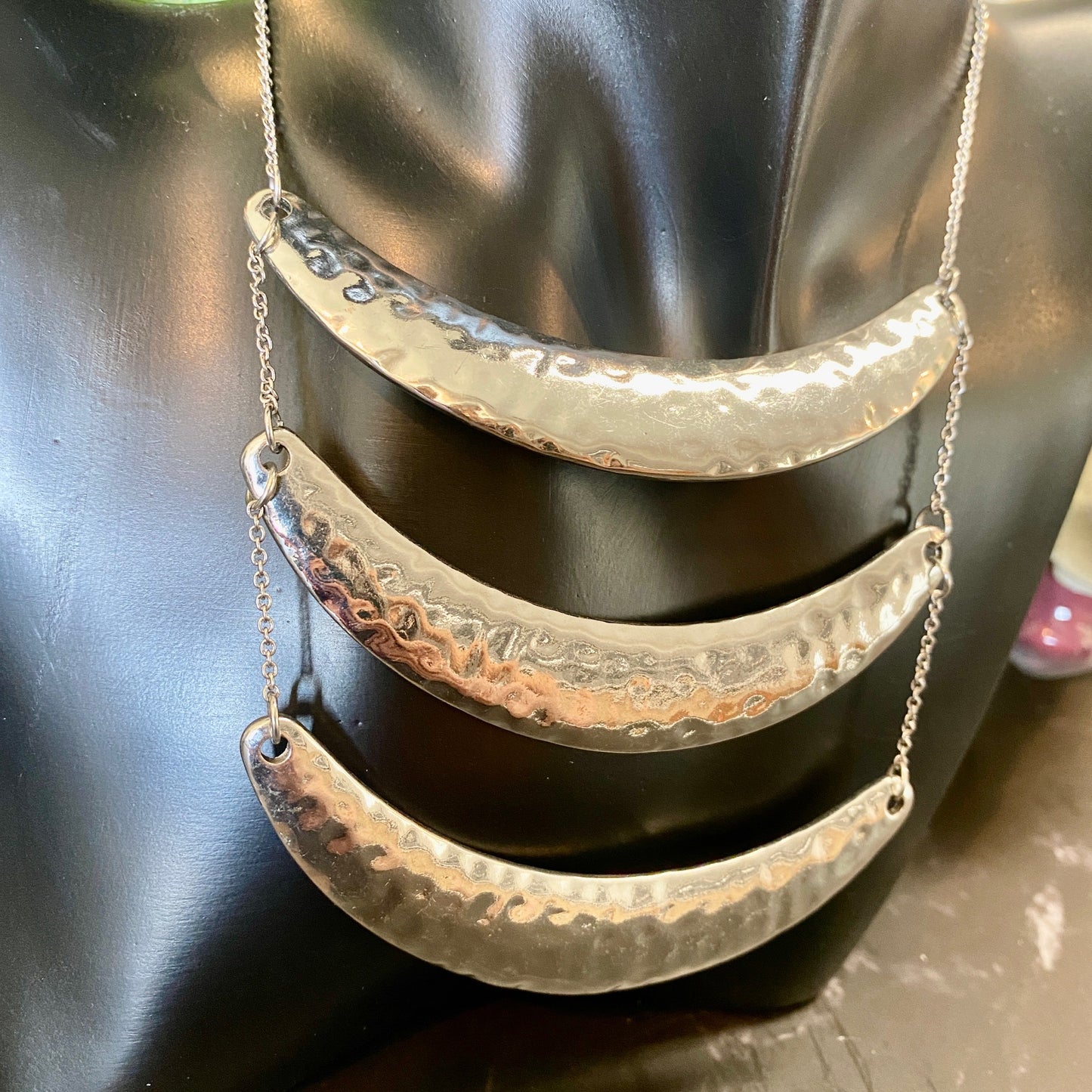 Silver Triple Tier Chest Plate Necklace