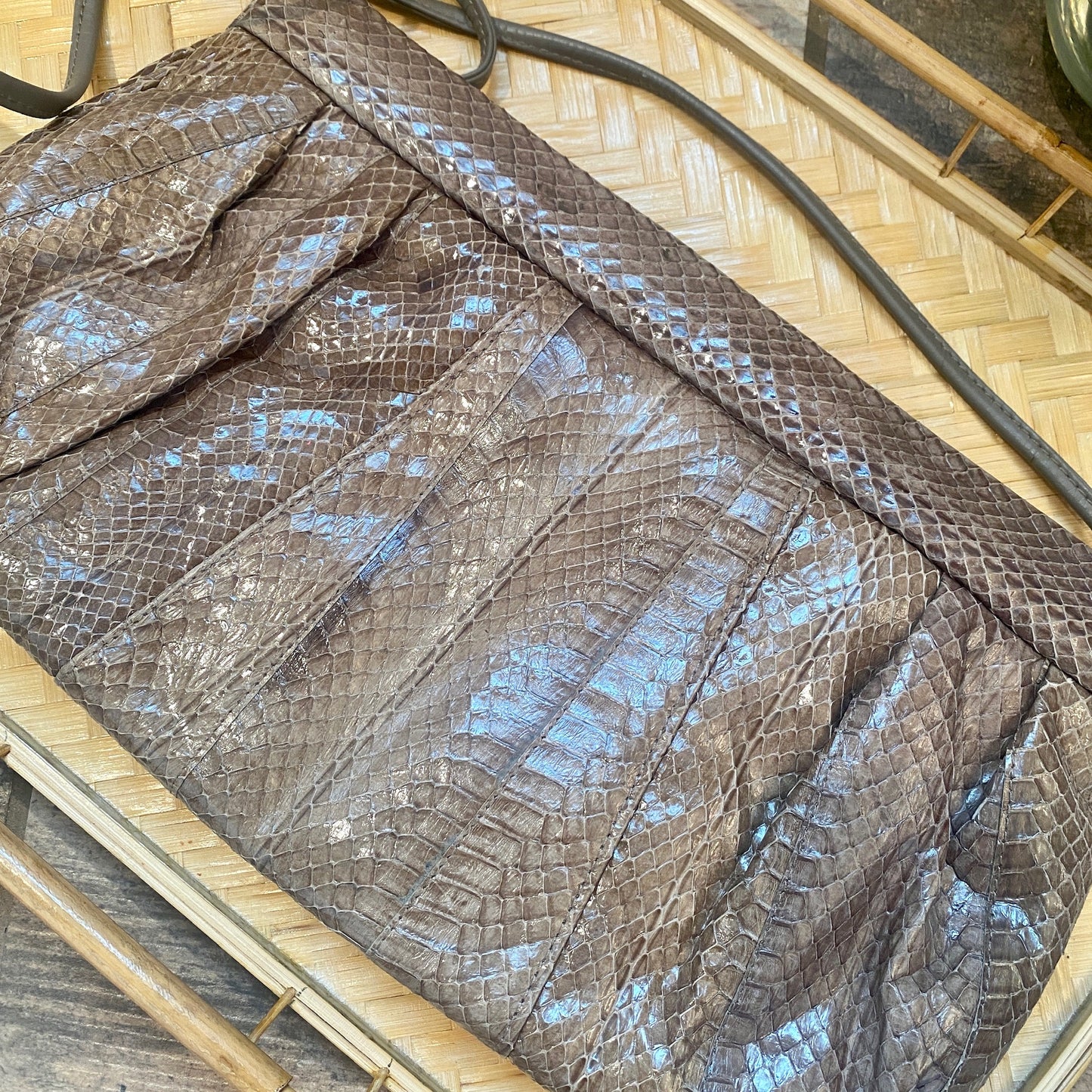 Oversized Snake Skin Clutch with Strap
