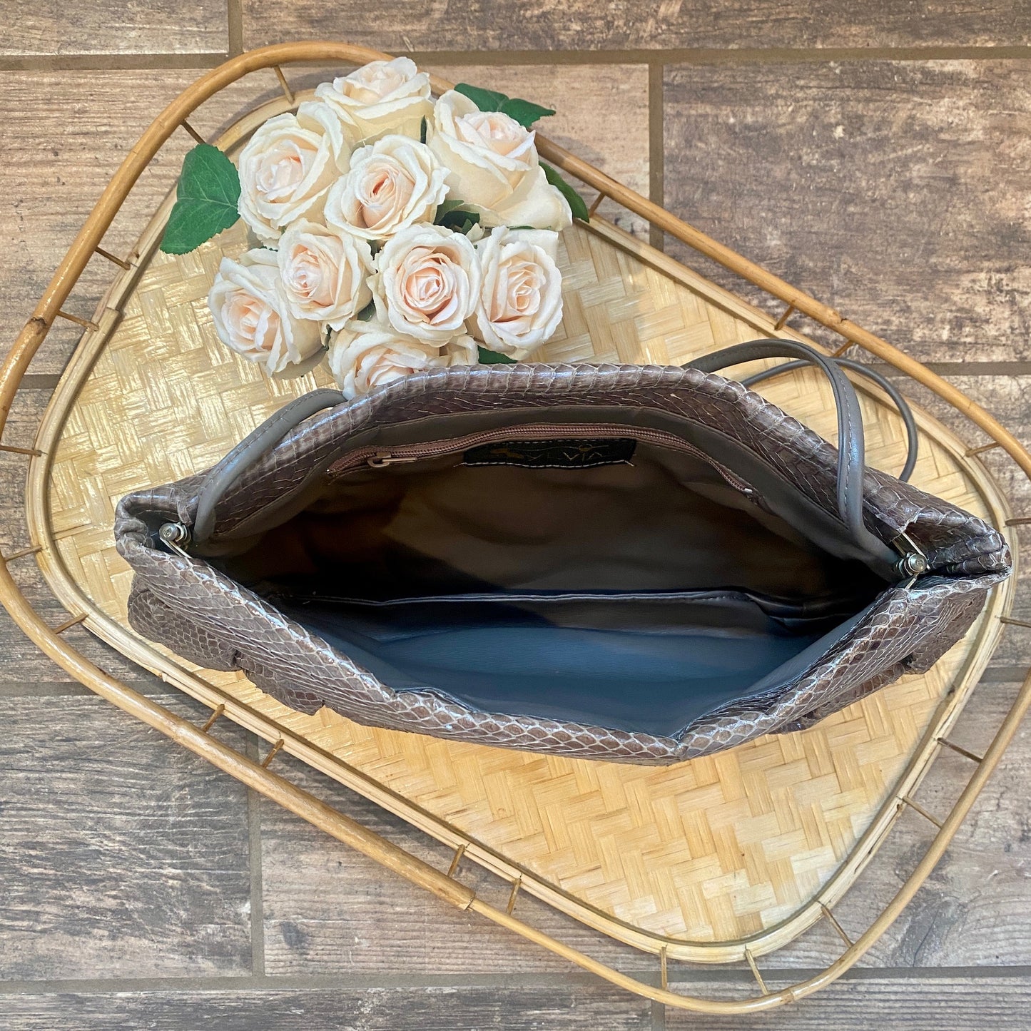 Oversized Snake Skin Clutch with Strap