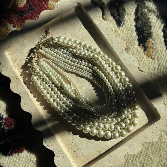 Vintage 8-Strand Faux Pearl Necklace