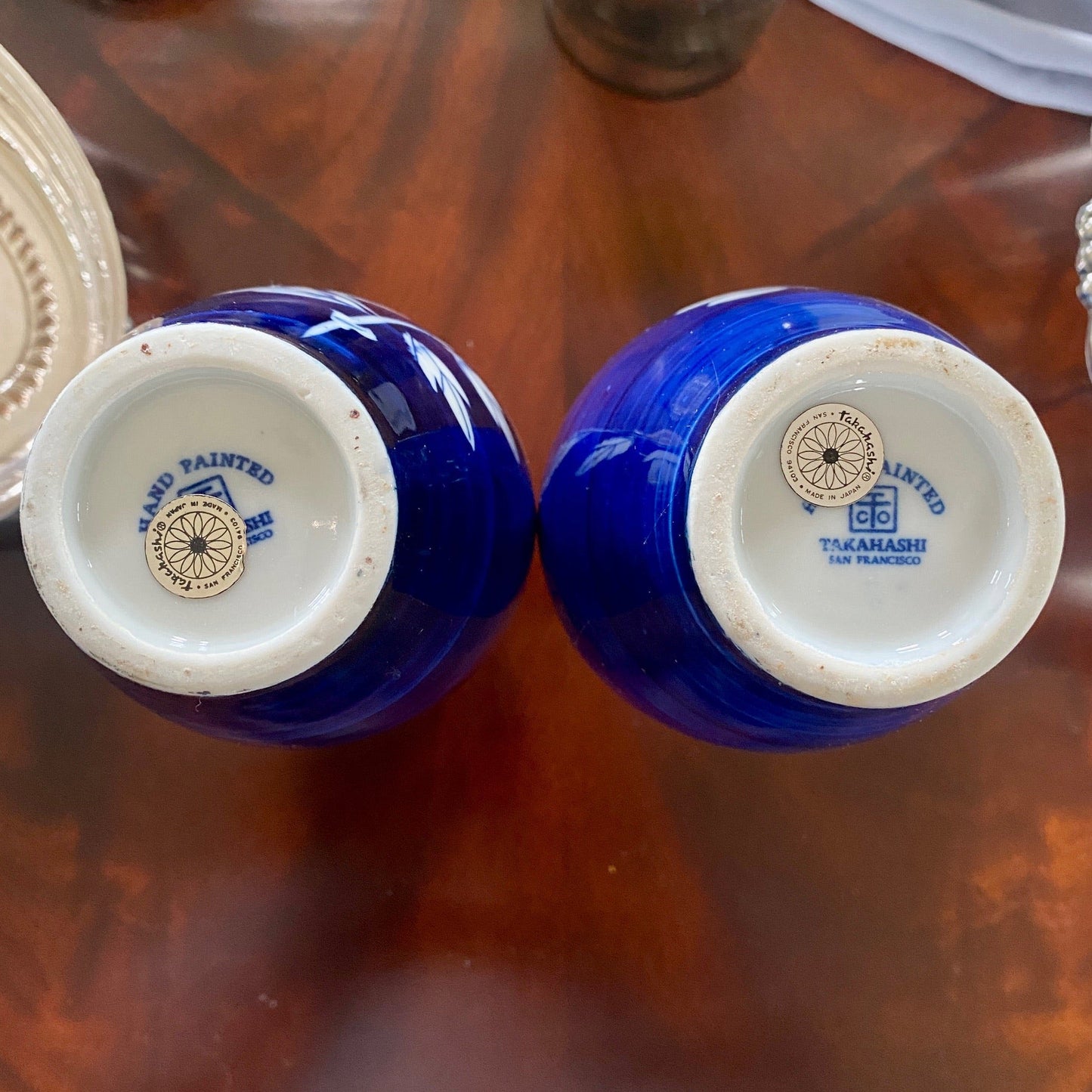 Pair of Hand Painted Takahashi Floral Vases