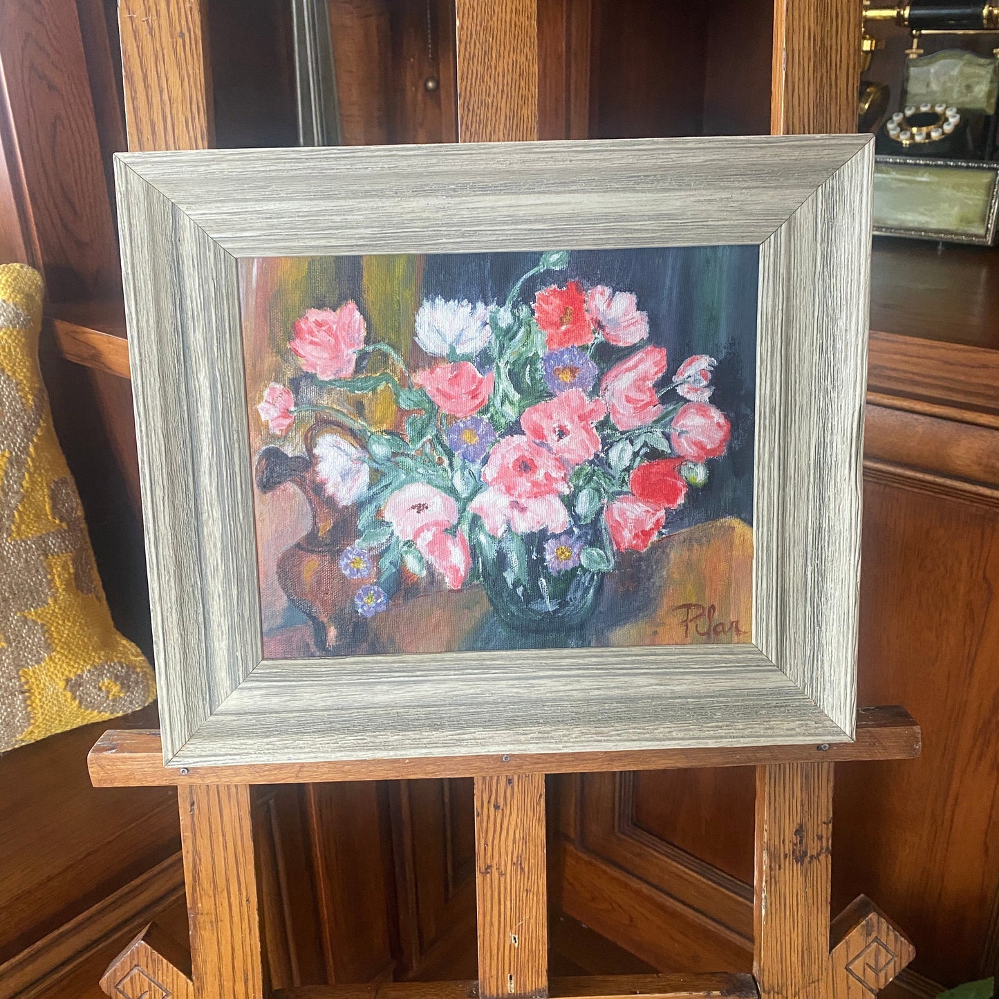 Small Floral Original Acrylic on Canvas by Pilar