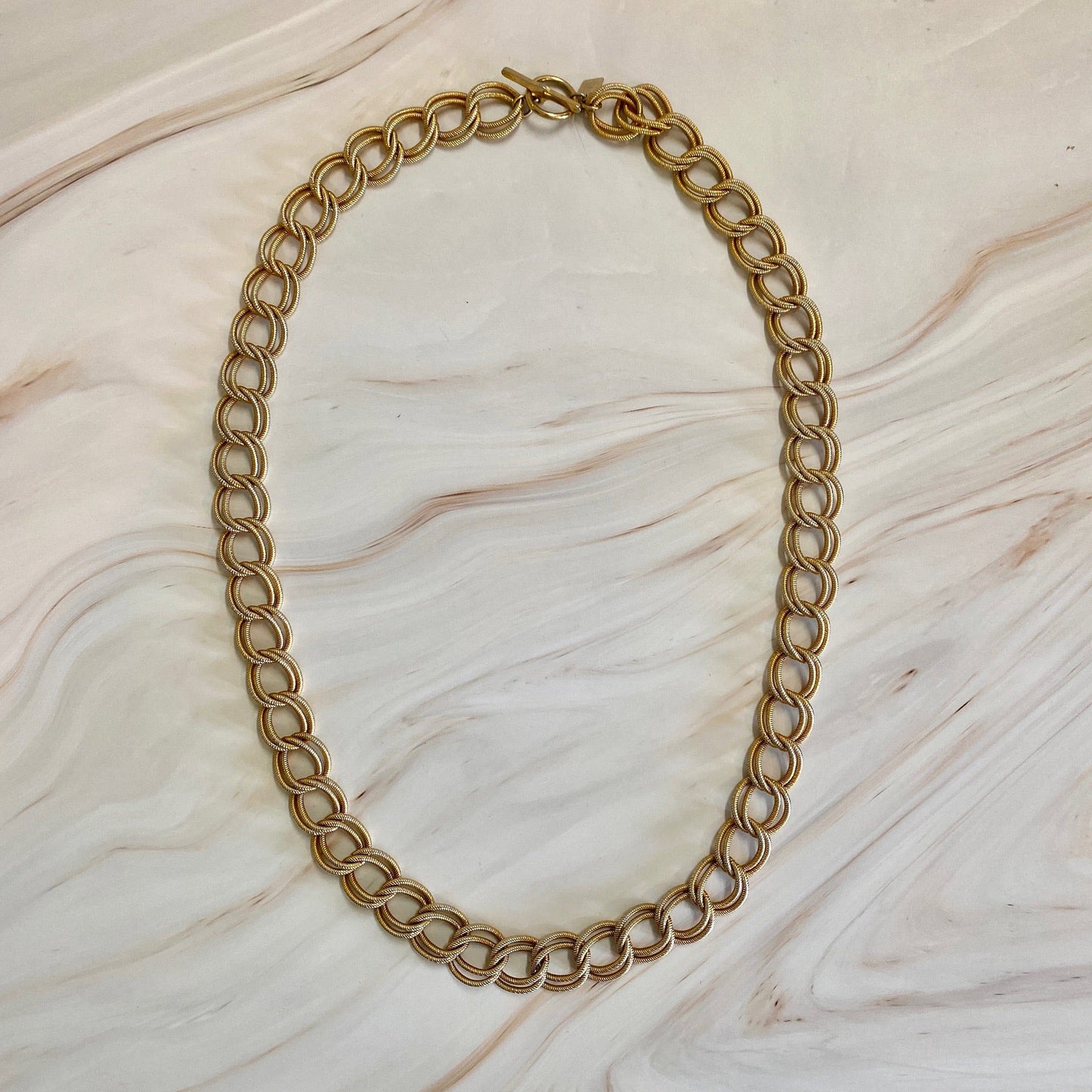 Anne Klein Double Link Textured Chain Necklace