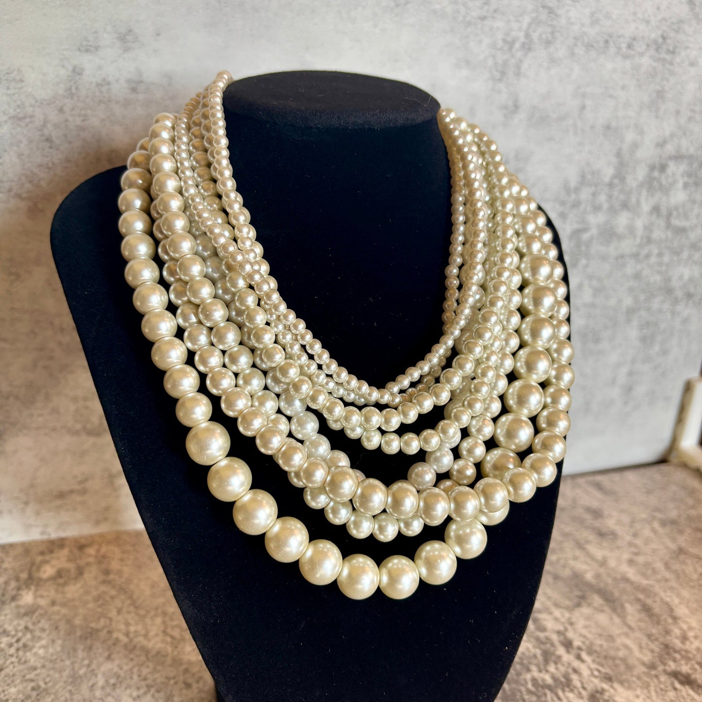 Vintage 8-Strand Faux Pearl Necklace