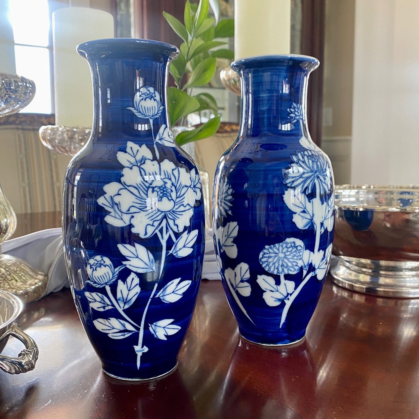 Pair of Hand Painted Takahashi Floral Vases