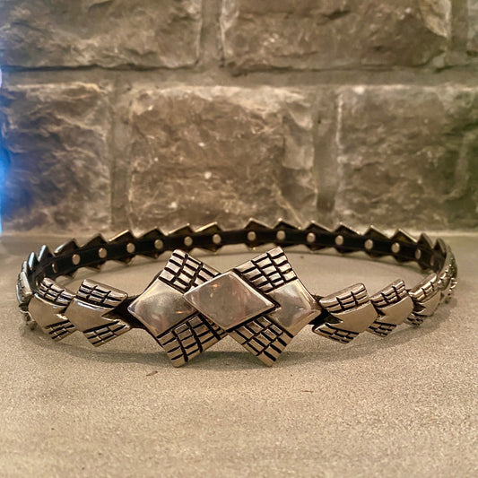 Early 80's Leather Belt with Heavy Metal Applicas