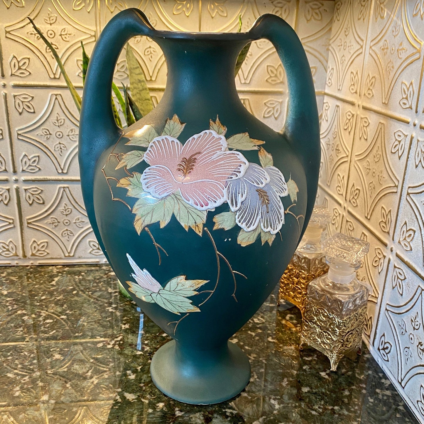 XL Hand Painted Double Handle Vase