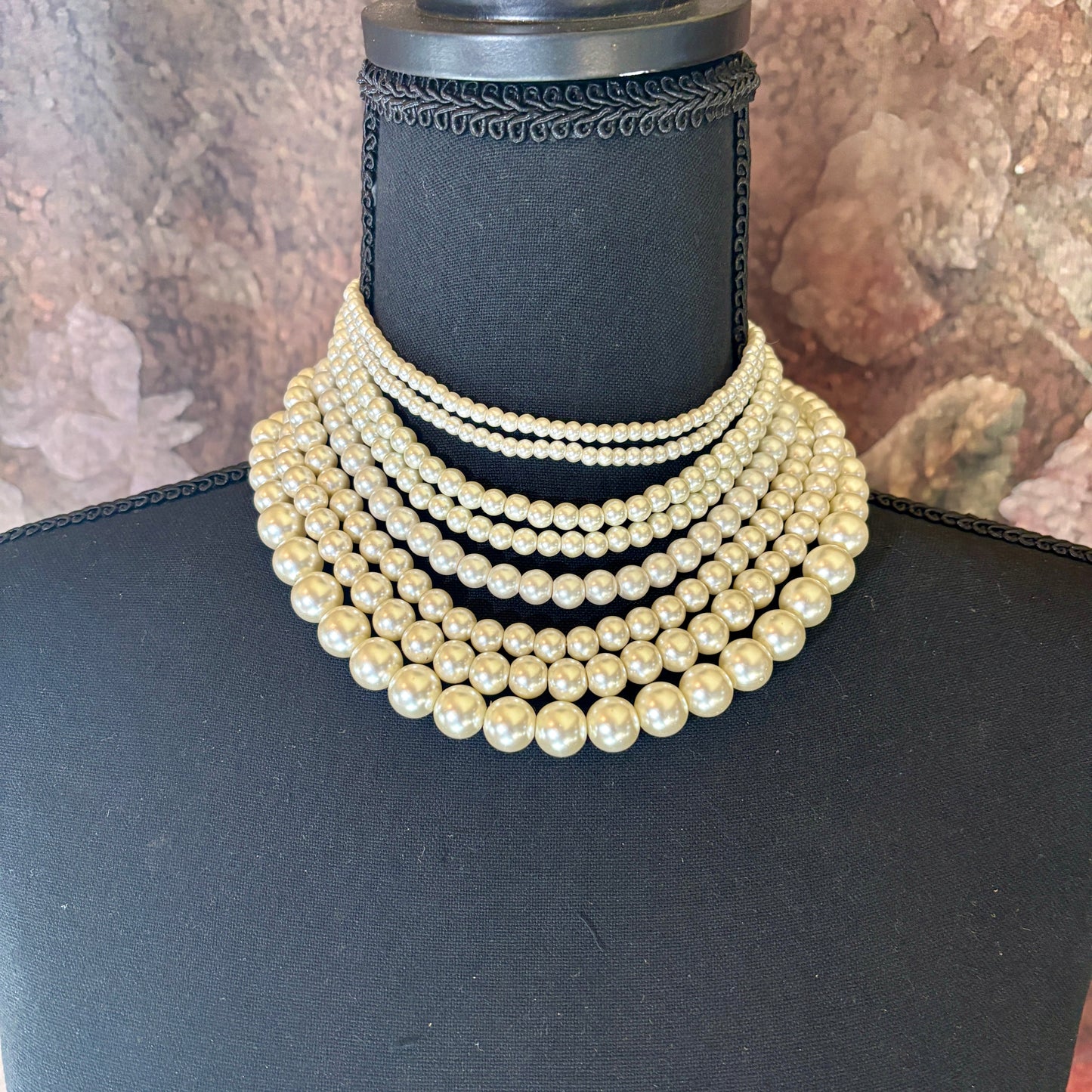 Vintage 8-Strand Faux Pearl Necklace