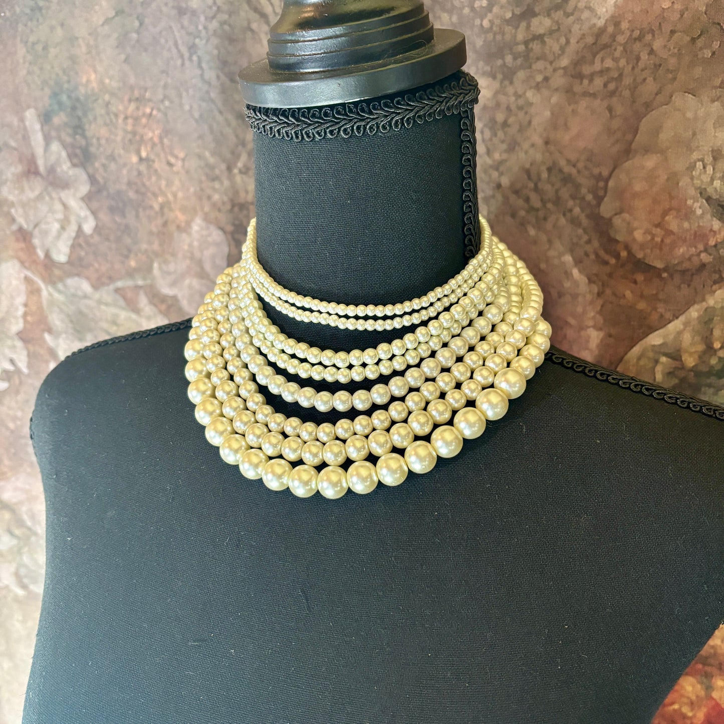 Vintage 8-Strand Faux Pearl Necklace