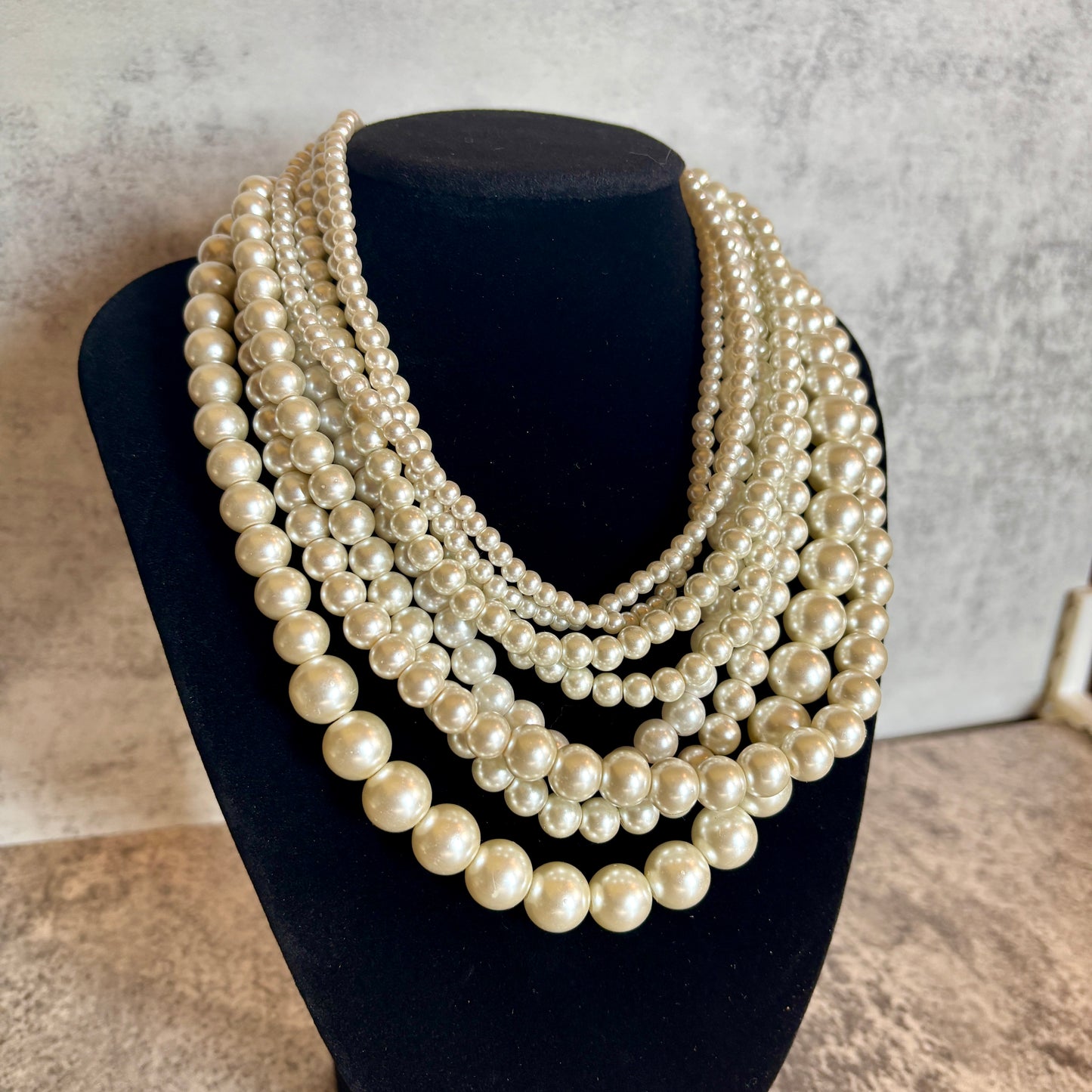 Vintage 8-Strand Faux Pearl Necklace