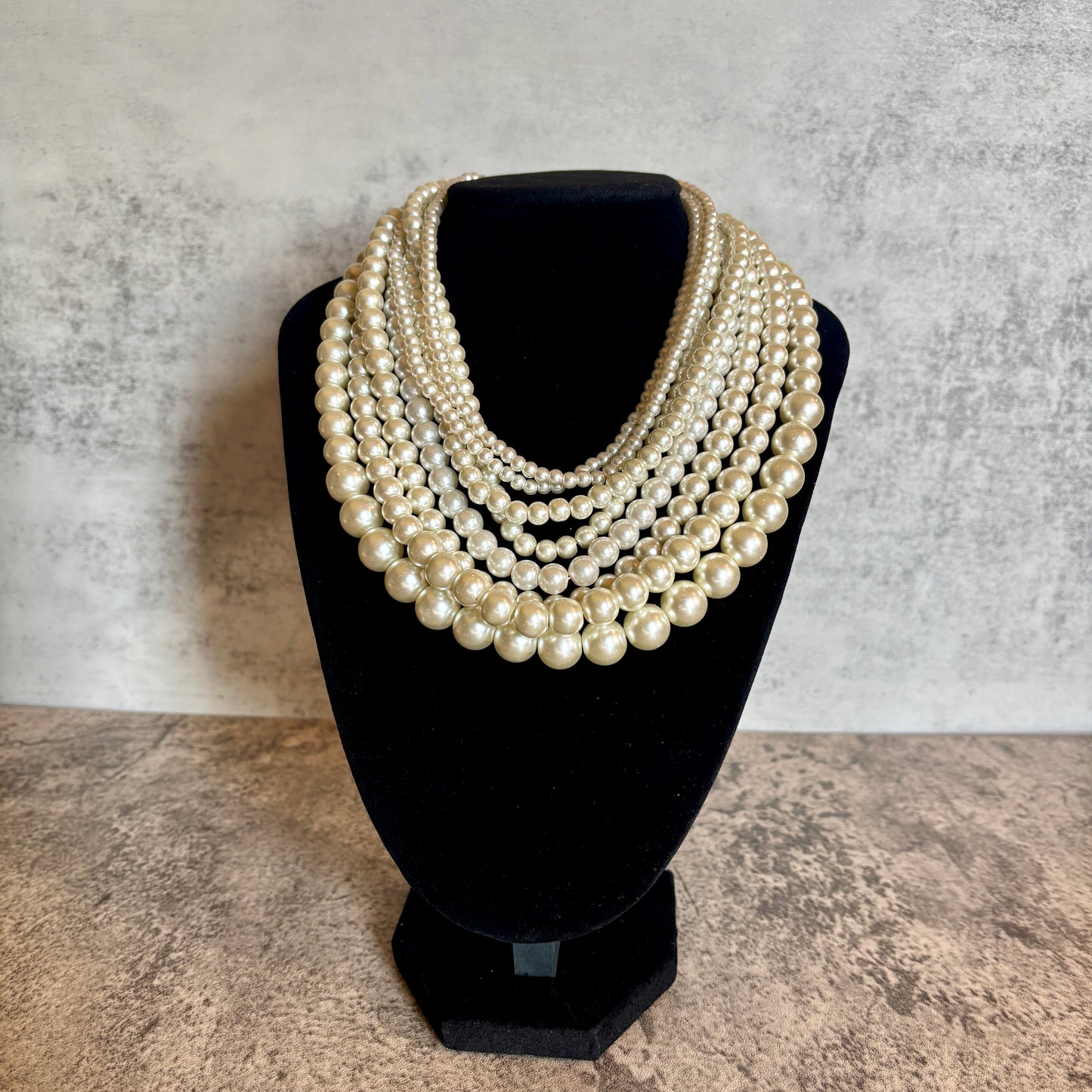 Vintage 8-Strand Faux Pearl Necklace