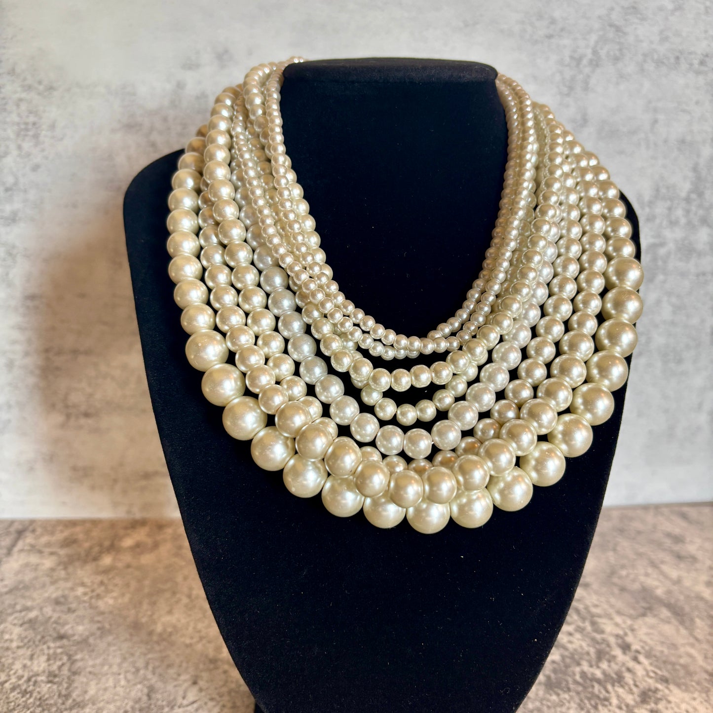 Vintage 8-Strand Faux Pearl Necklace